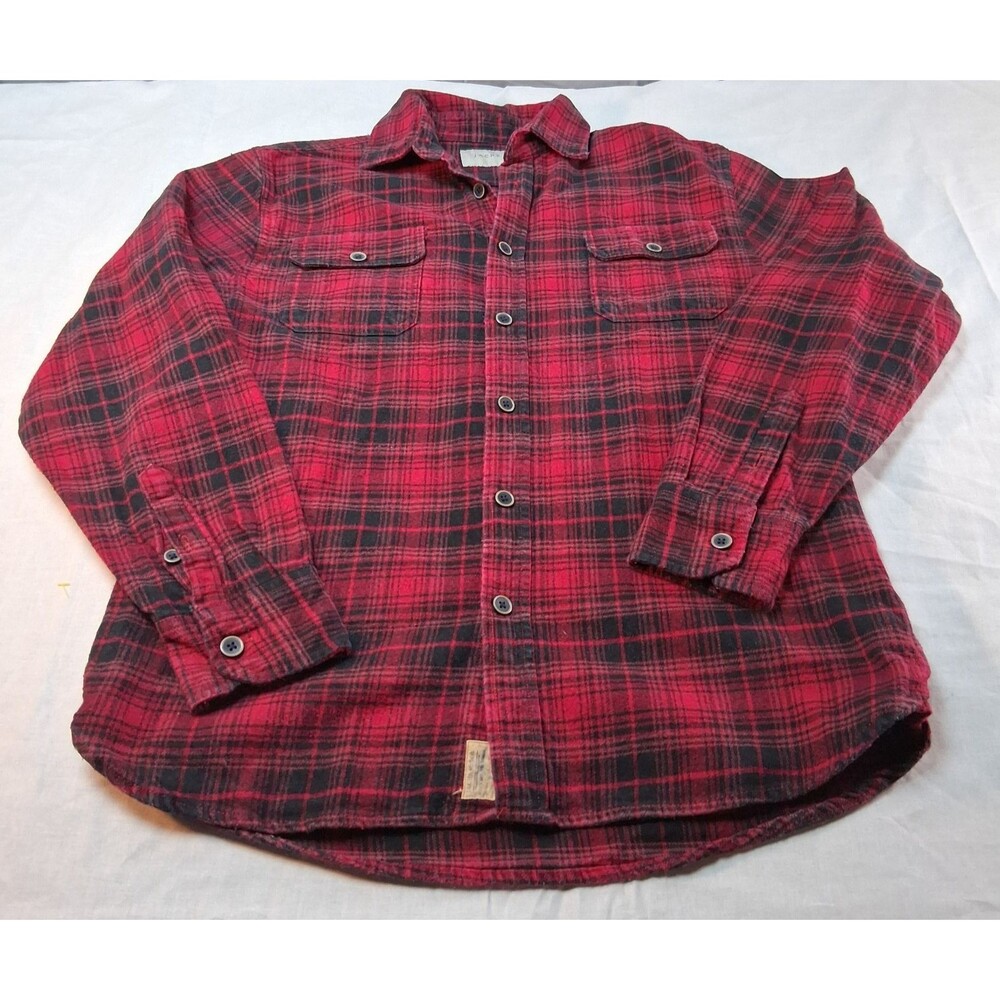 Jachs NY Men’s M Red & Black Plaid Flannel Button Down Shirt Long Sleeve Cotton